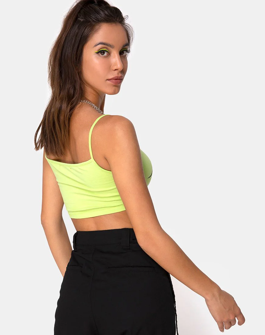 Kini Crop Top in Grün mit schwarzer Tribal-Plazierung - Image 2