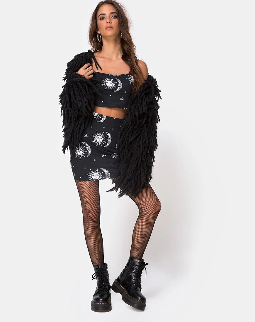 Kini Crop Top in Sonne Mond Sterne BW - Image 3