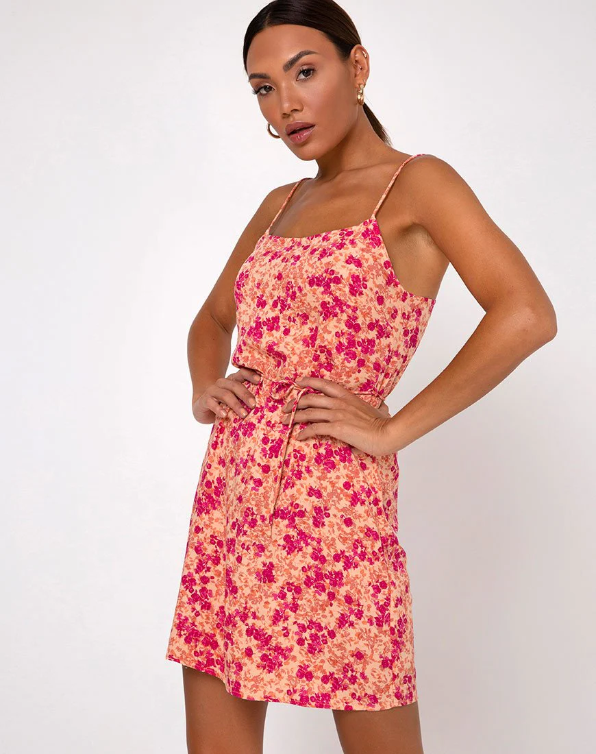 Kinley Slip Dress in Dark Wild Flower Cantaloupe - Image 5