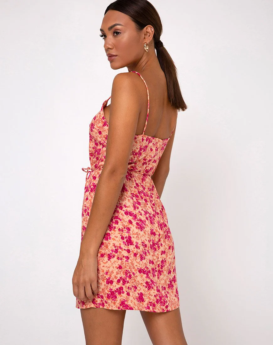 Kinley Slip Dress in Dark Wild Flower Cantaloupe - Image 6