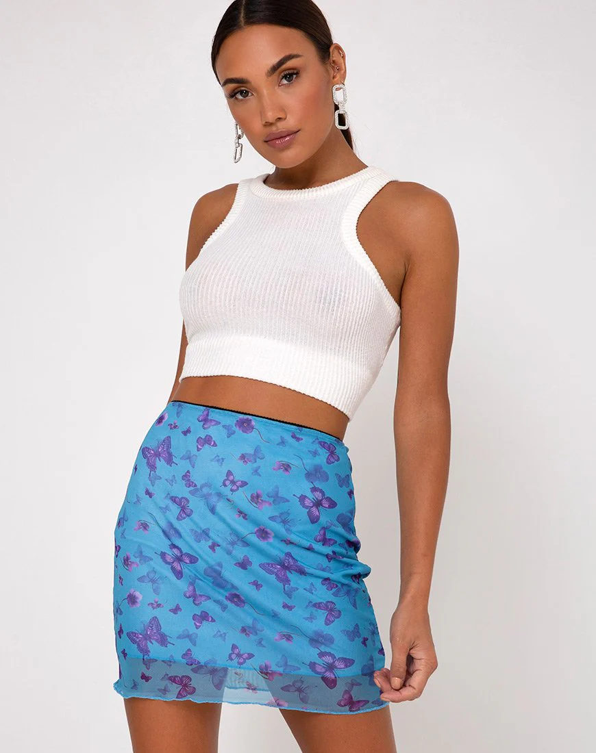 Kinnie Minirock aus Mesh Schmetterling Azurblau - Image 5