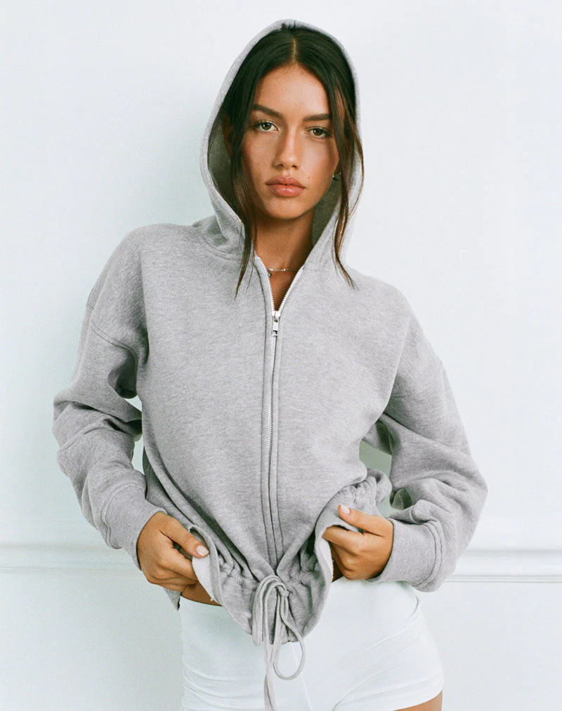 Kit Cinched Waist Hoodie in Grau meliert - Image 4