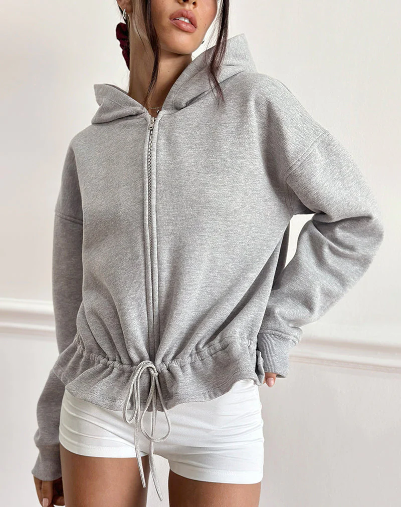 Kit Cinched Waist Hoodie in Grau meliert - Image 5