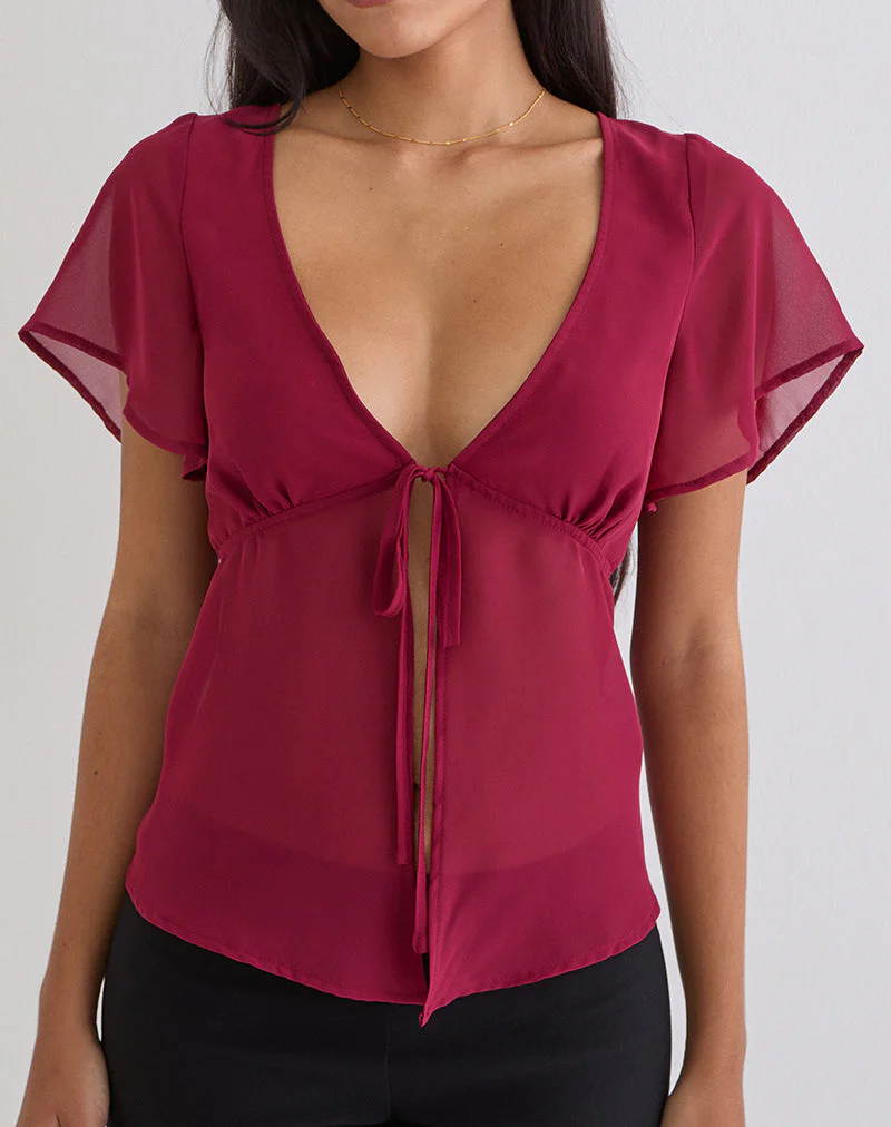 Kota Chiffonbluse in Burgunderrot - Image 2