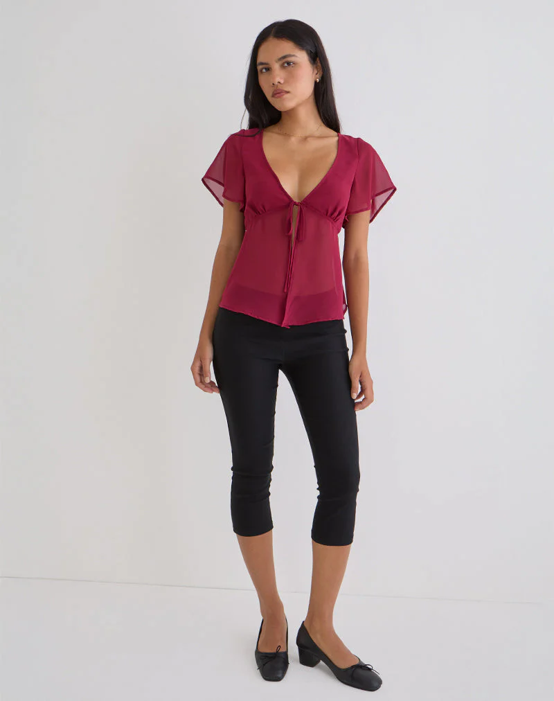 Kota Chiffonbluse in Burgunderrot - Image 3