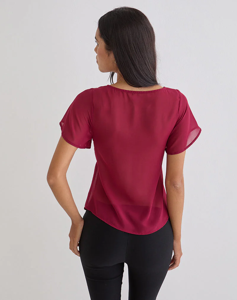 Kota Chiffonbluse in Burgunderrot - Image 5