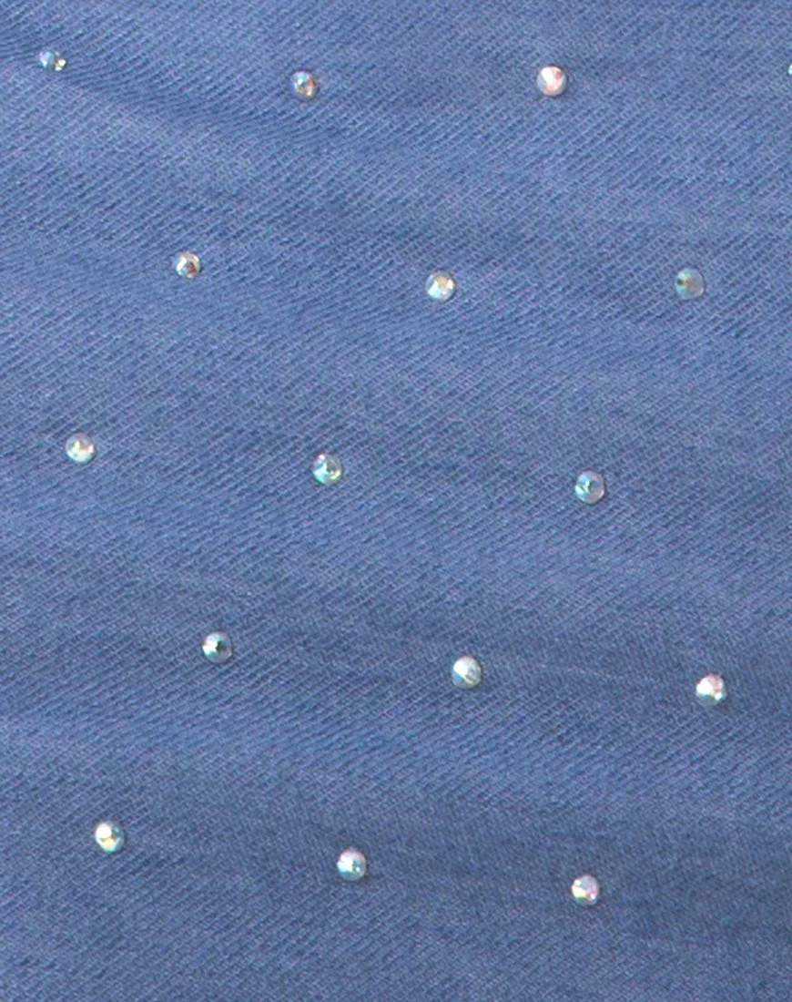 Kozue Kleid aus blauem Denim Hot Fix - Image 6