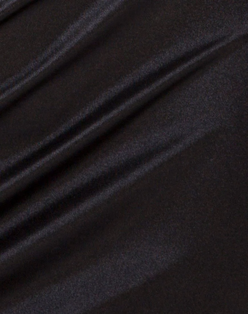 Kozue Minikleid aus schwarzem Satin - Image 5