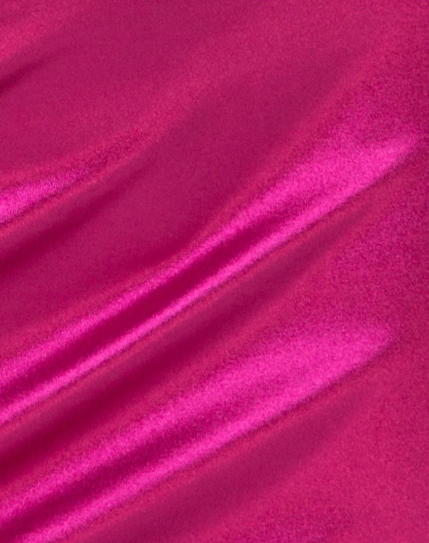Kozue Kleid aus Satin in Magenta - Image 5