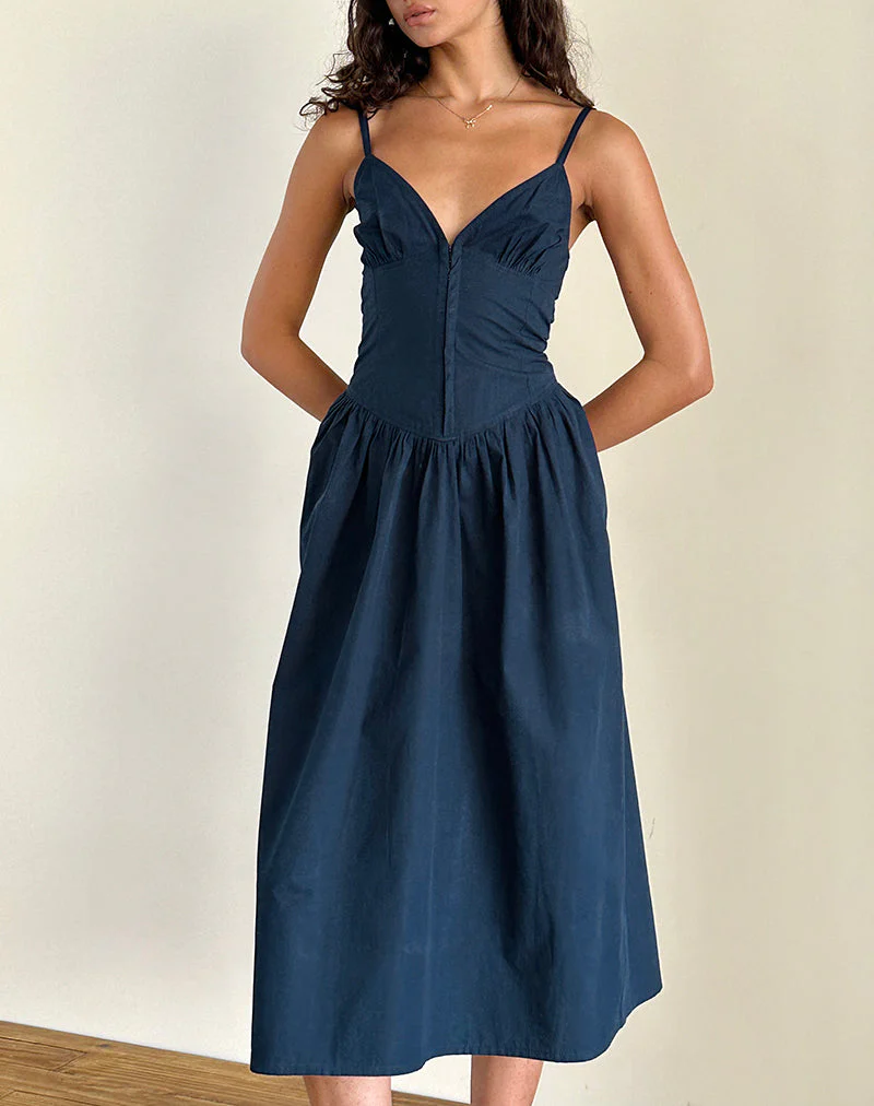 Krista Maxikleid aus Popeline Navy