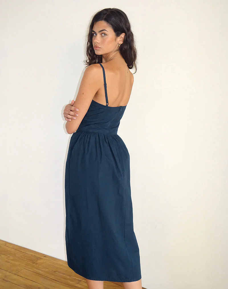 Krista Maxikleid aus Popeline Navy - Image 3