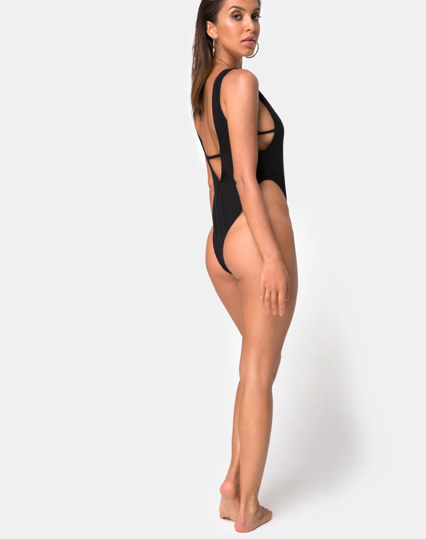 Kristie Badeanzug in Schwarz Mini Rib - Image 4
