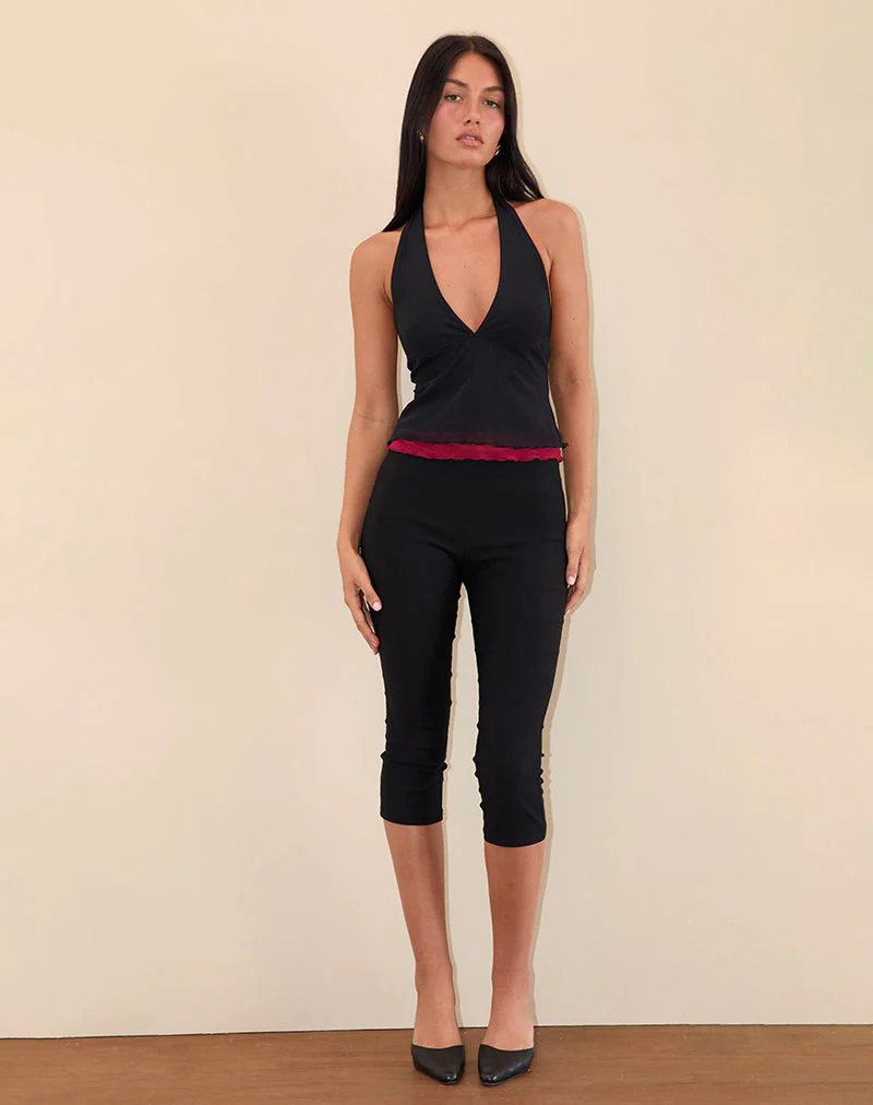 Kubra Neckholder-Top aus Mesh Schwarz und Rot - Image 5