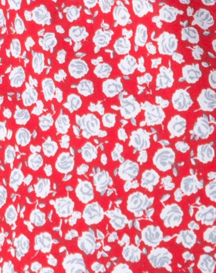 Kumala Slip-Kleid in Zartrosa-Rot und Silber - Image 7