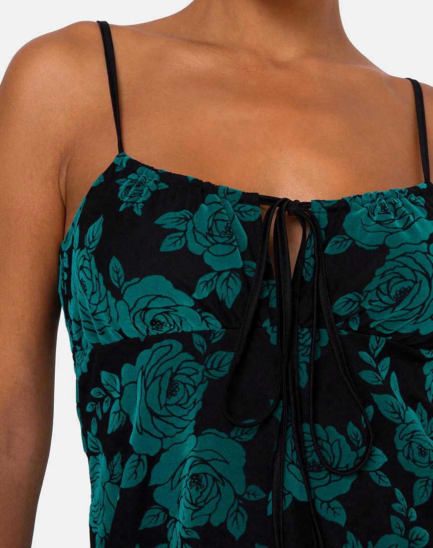 Kumala Kleid in Romantic Rose Flock Teal - Image 5