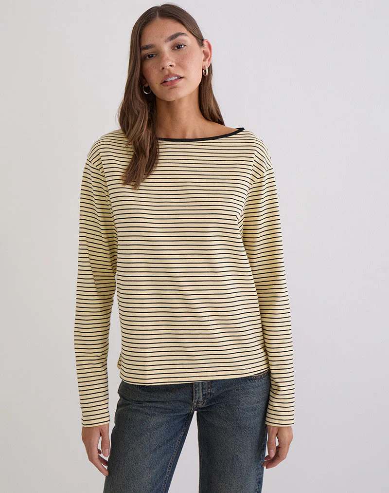 Kumiko Langarm-Oberteil aus Jersey in Gelb und Schwarz - Image 3