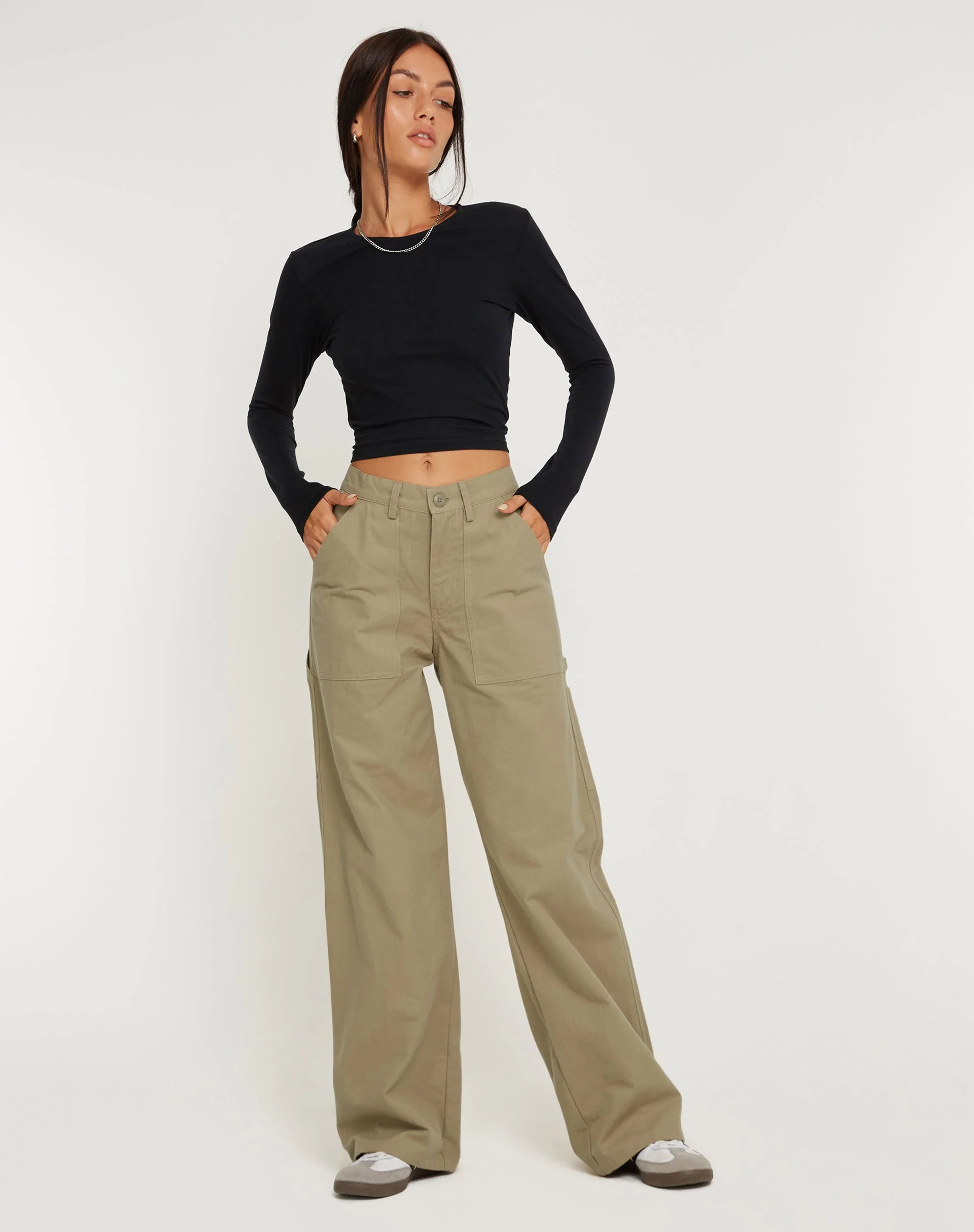 Kusnaedi Hose mit weitem Bein in Stein - Image 6