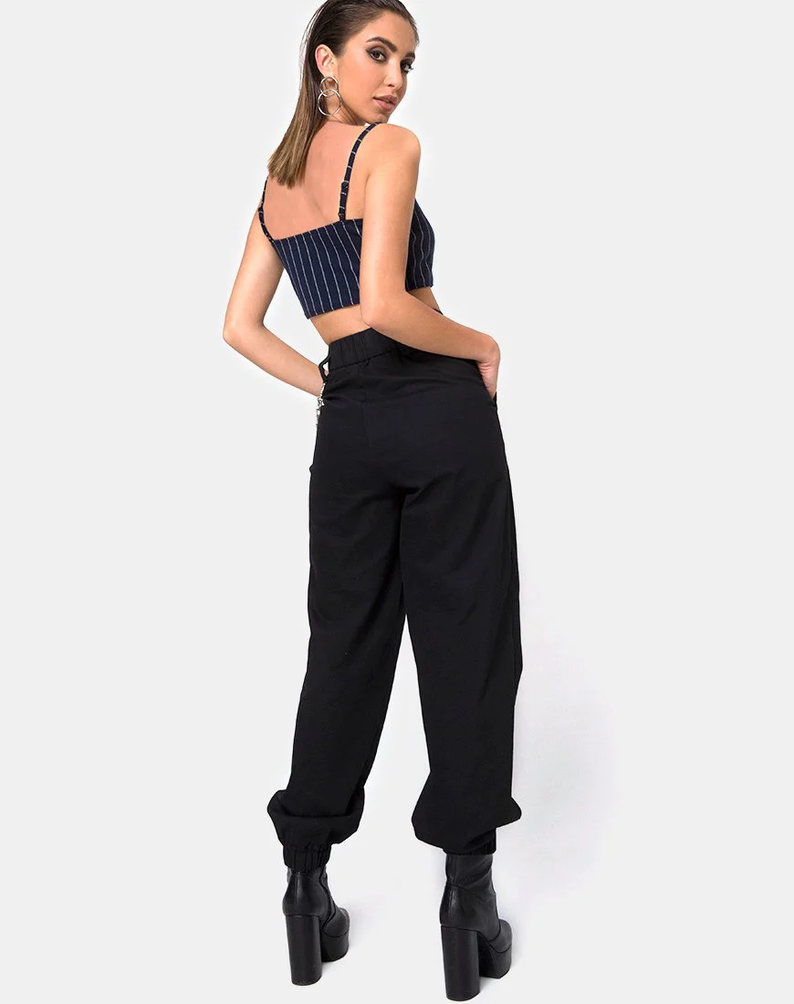 Kyga Crop Top in Marineblau Nadelstreifen - Image 4