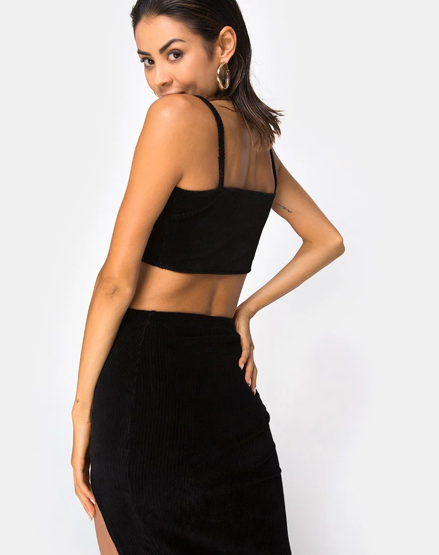 Kylie Top aus Samtripp Schwarz - Image 2