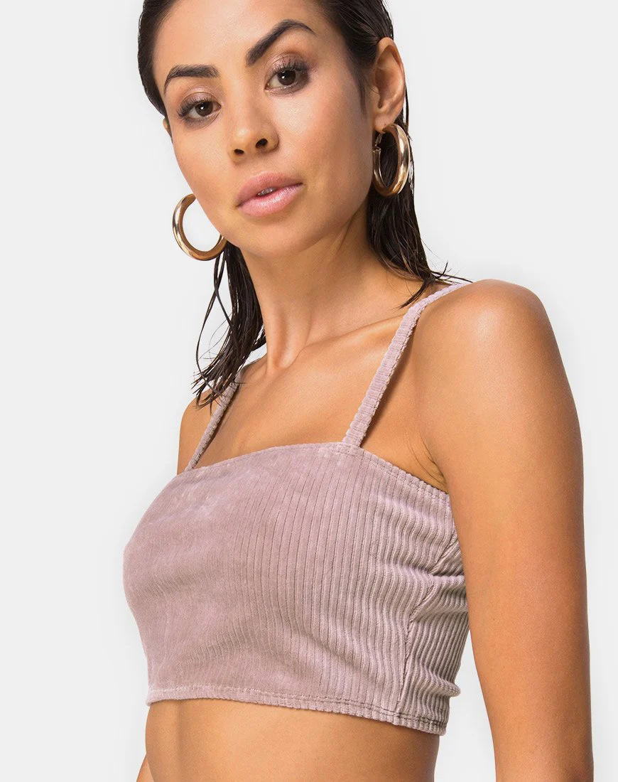 Kylie Crop Top in Rippe Taupe