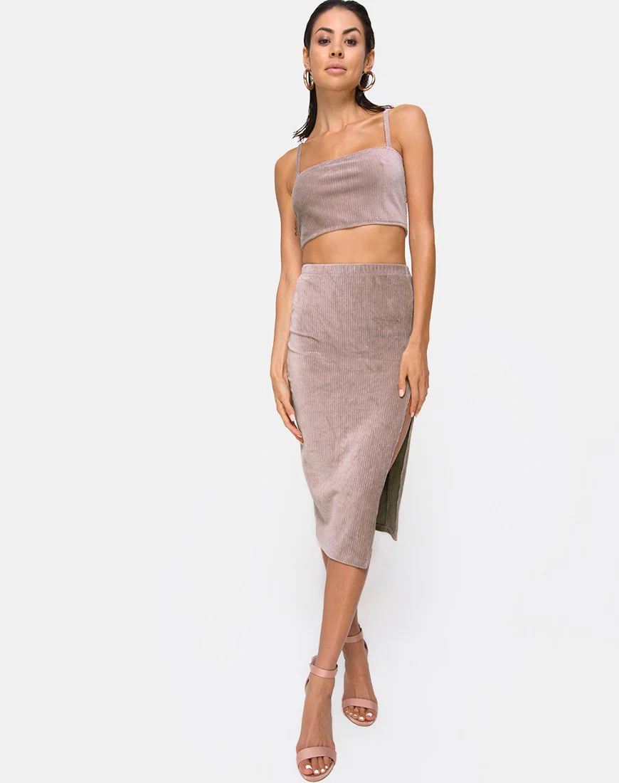 Kylie Crop Top in Rippe Taupe - Image 3