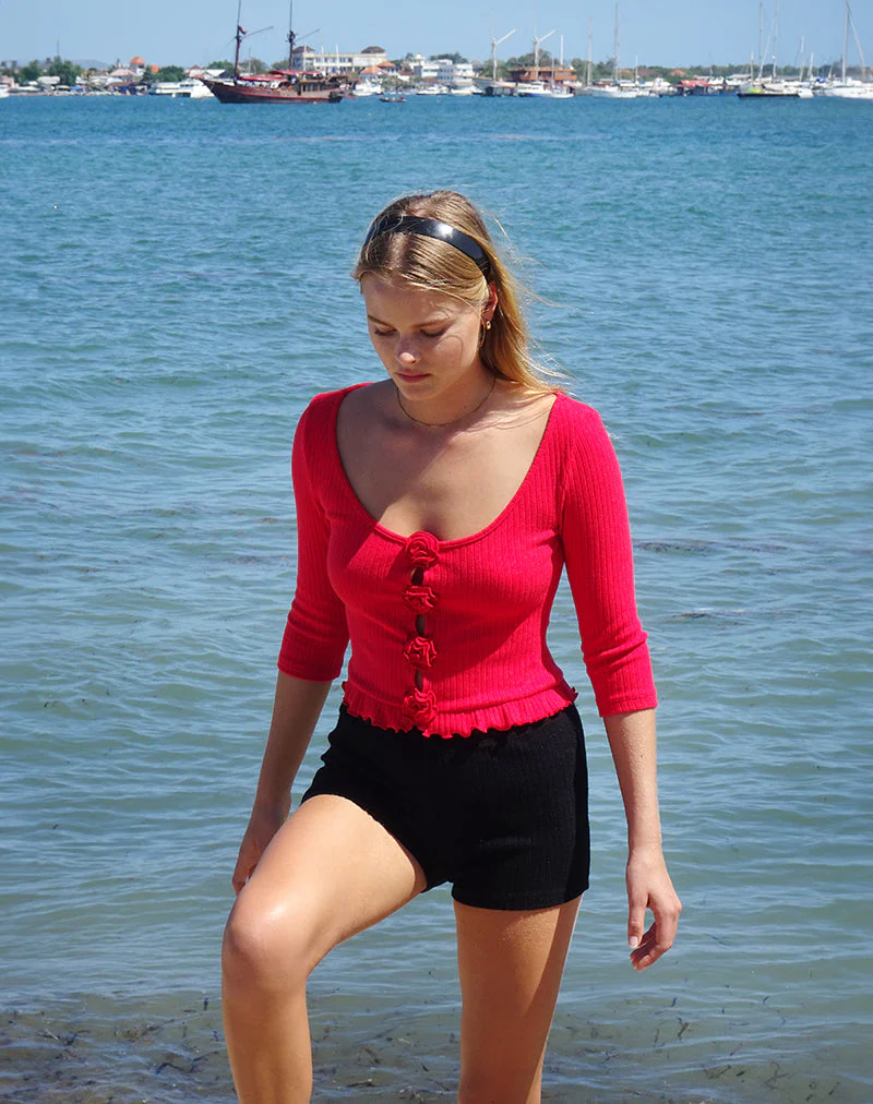 Kyomi Micro Shorts aus geripptem Schwarz - Image 3