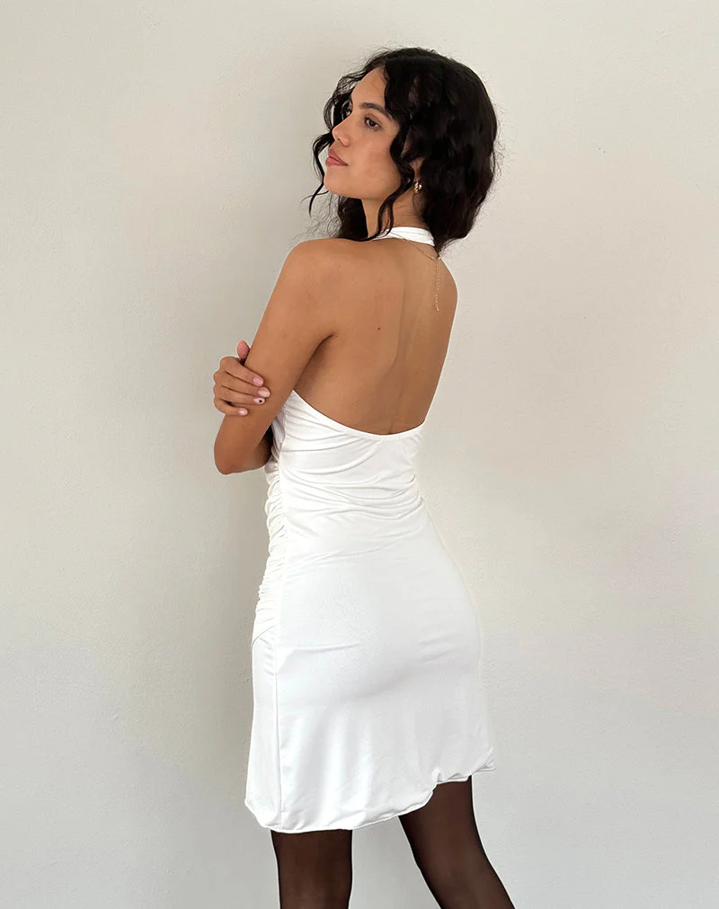 Kyrie Neckholder-Wickelkleid in Slinky Ivory - Image 4