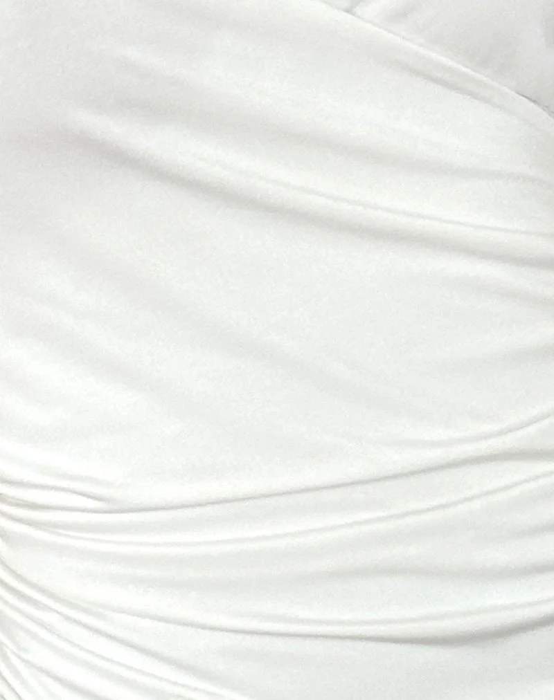 Kyrie Neckholder-Wickelkleid in Slinky Ivory - Image 6