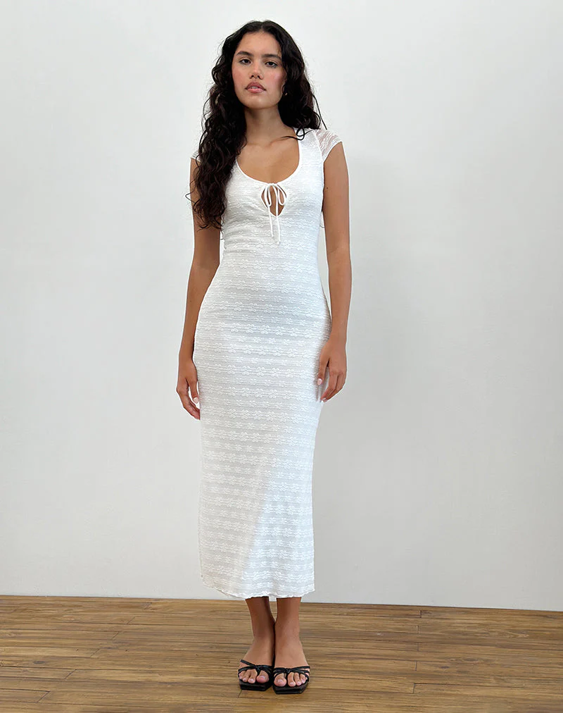 Labuan Maxikleid aus Celosia-Spitze Weiß - Image 3
