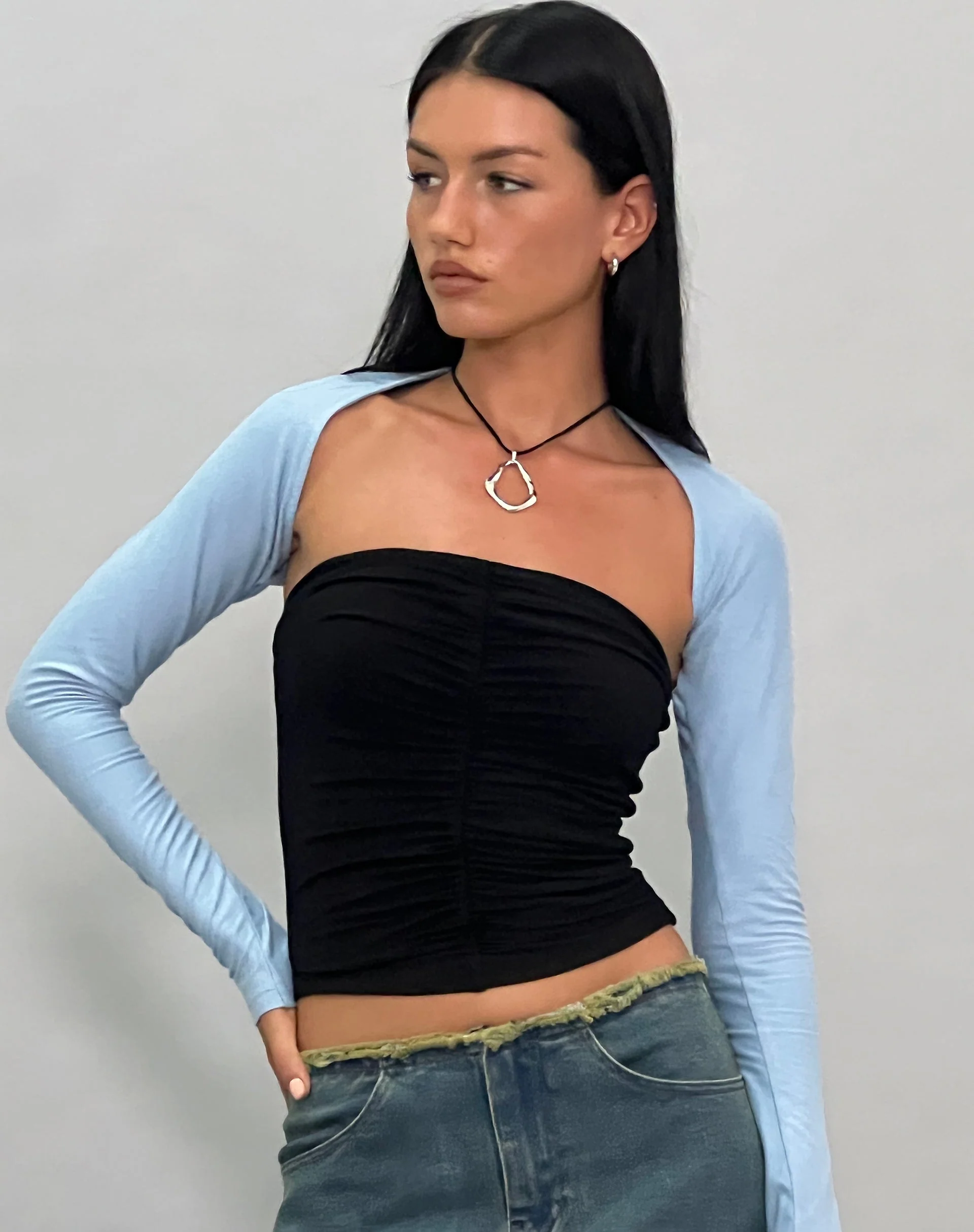 Ladri Shrug Top in Nantucket Blau - Image 2