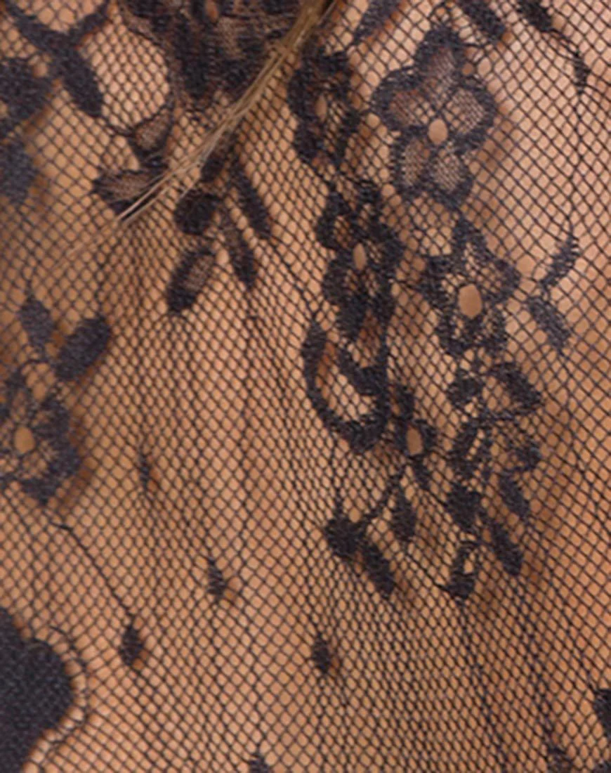 Lahela Hochgeschlossenes Top aus floraler Wimpernspitze Schwarz - Image 5