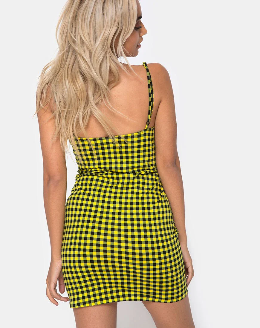 Lahzie Bodycon Kleid in Medium Gingham Gelb - Image 2