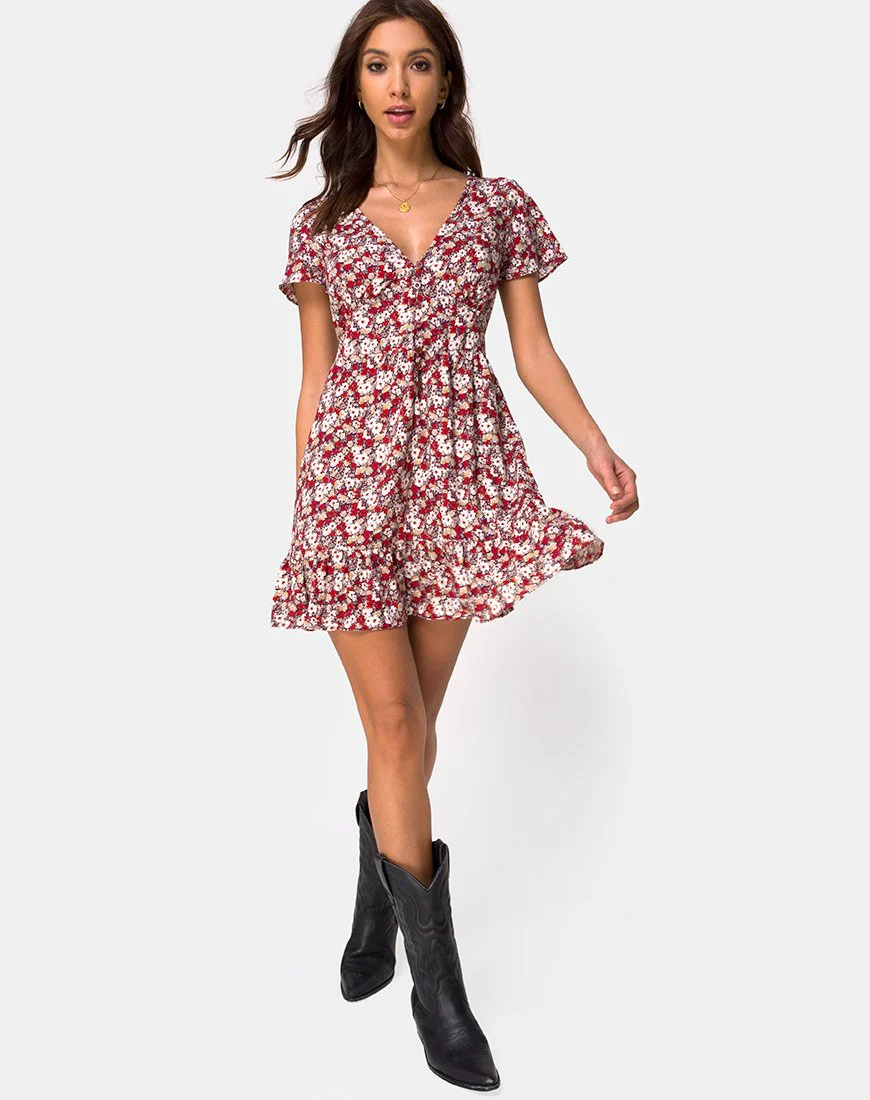 Laily Skater-Kleid mit floralem Charme Rot - Image 3