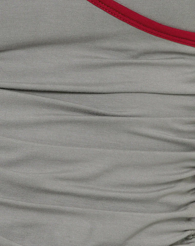 Laird Wrap Top in Grau mit roter Adrenalin-Bindung - Image 7