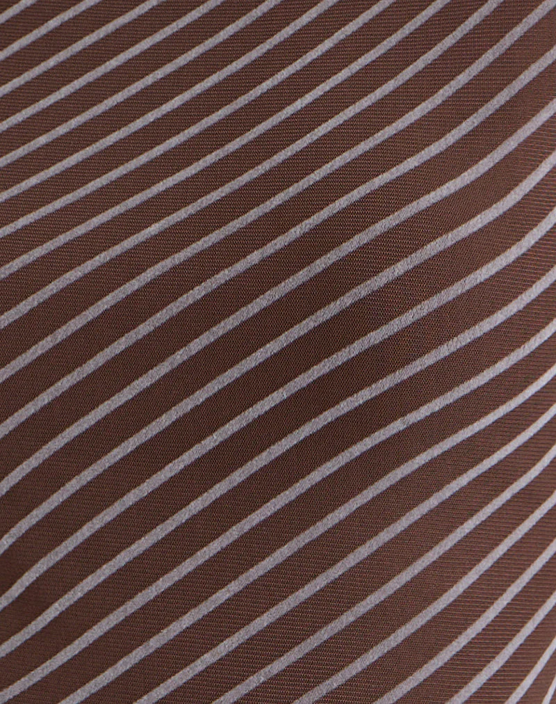 Lakya Langarm-Top in Diagonalstreifen beflockt Braun und Creme - Image 6