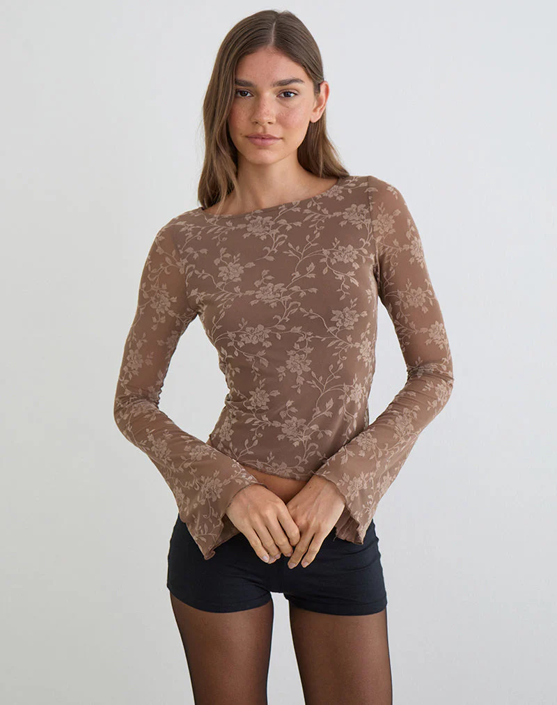 Lakya Top in Blattgrün mit dunklem Taupe - Image 2