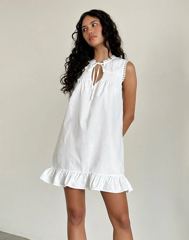 Lalita Babydoll-Minikleid aus Popeline Weiß - Image 2