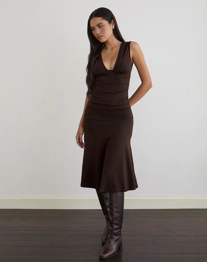 Laluma Midikleid in Bitterschokolade