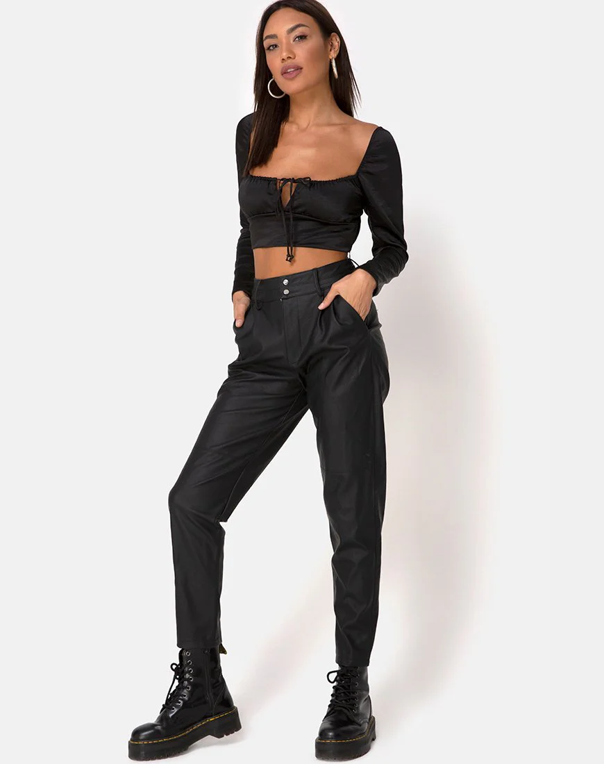 Laman Crop Top aus Satin Schwarz - Image 3