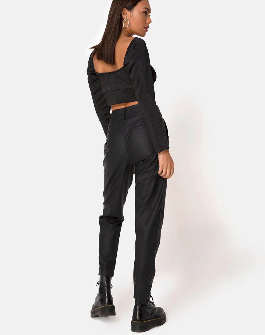 Laman Crop Top aus Satin Schwarz - Image 4
