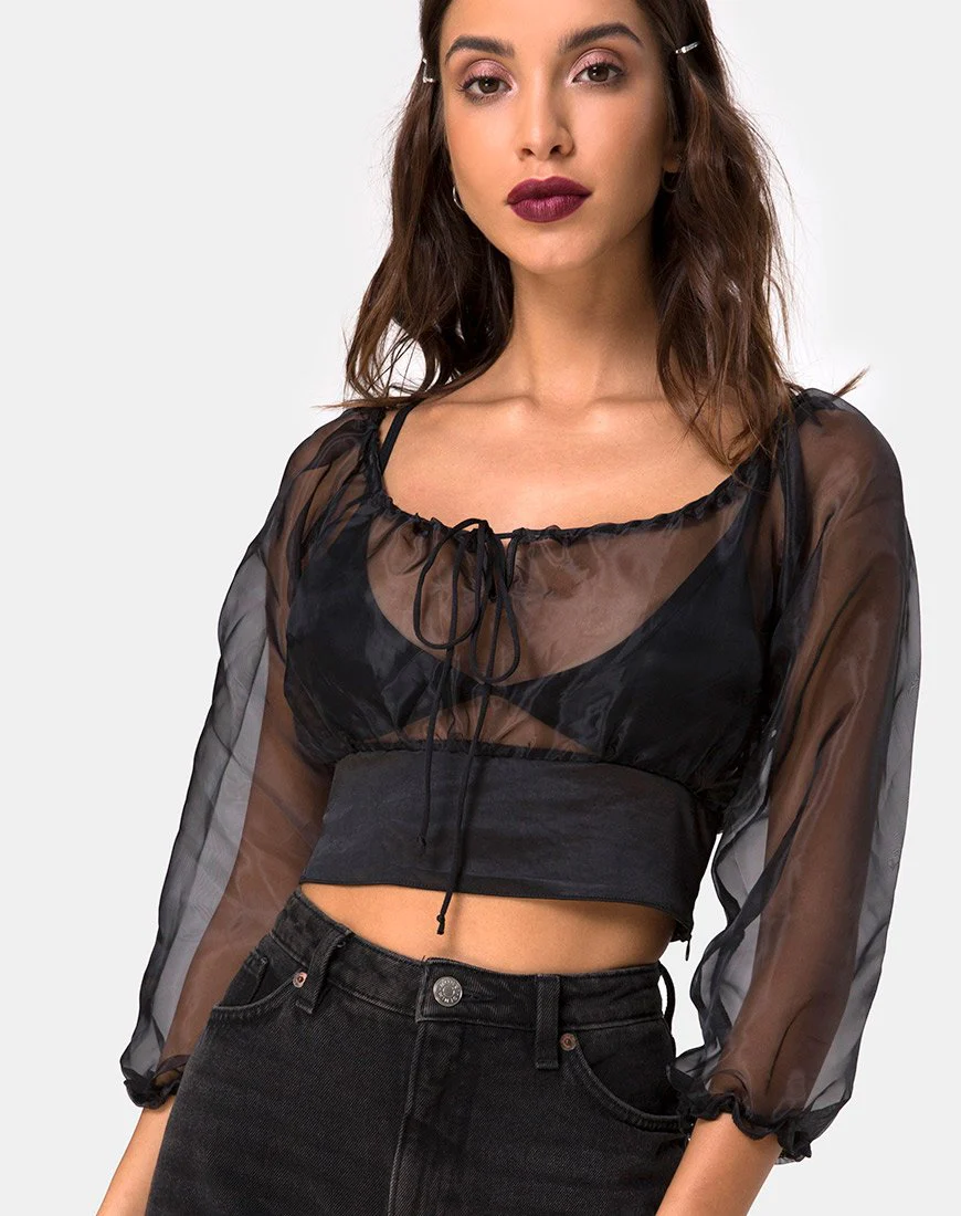 Lancelle-Oberteil in Schwarz Satin