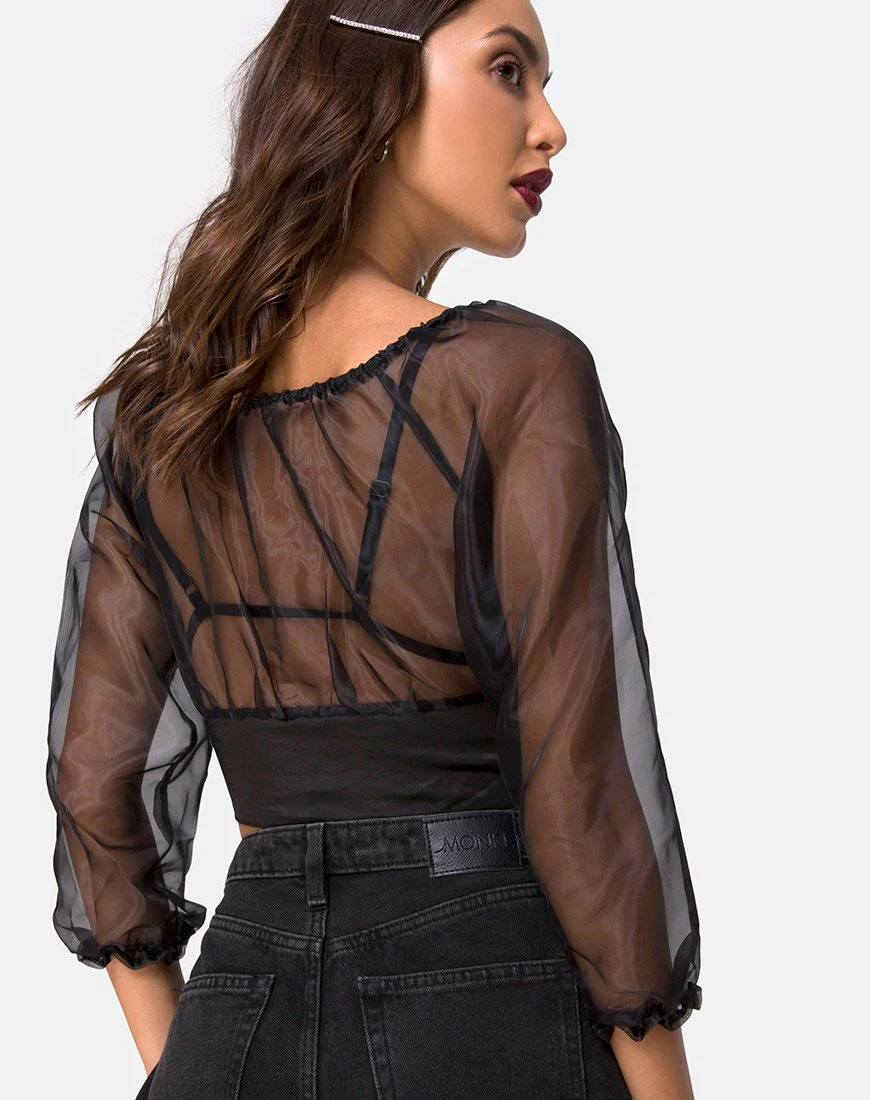 Lancelle-Oberteil in Schwarz Satin - Image 2