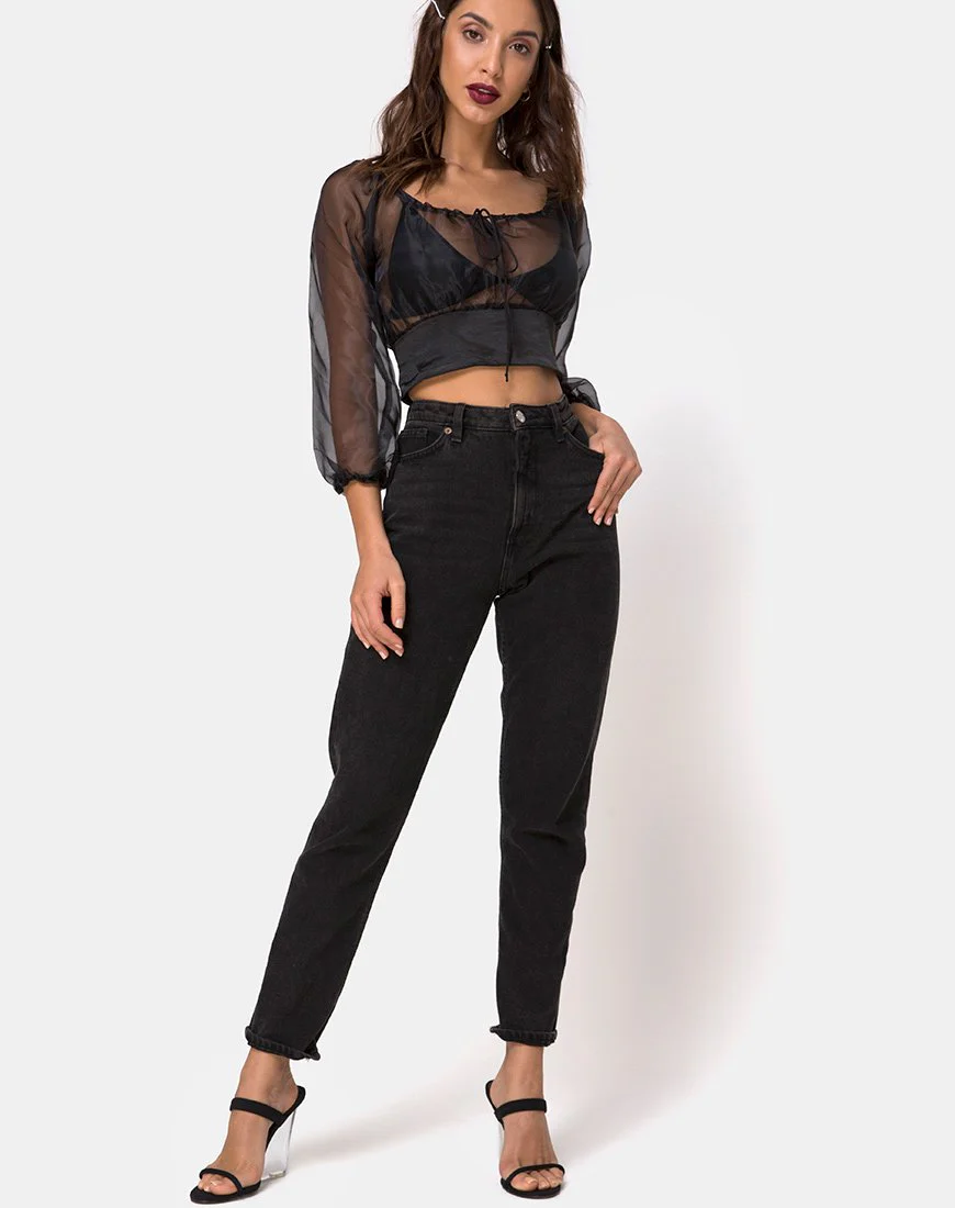 Lancelle-Oberteil in Schwarz Satin - Image 3