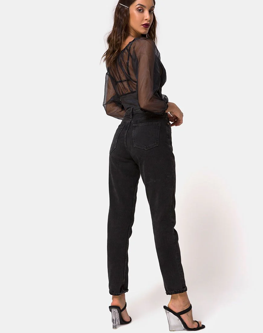 Lancelle-Oberteil in Schwarz Satin - Image 4