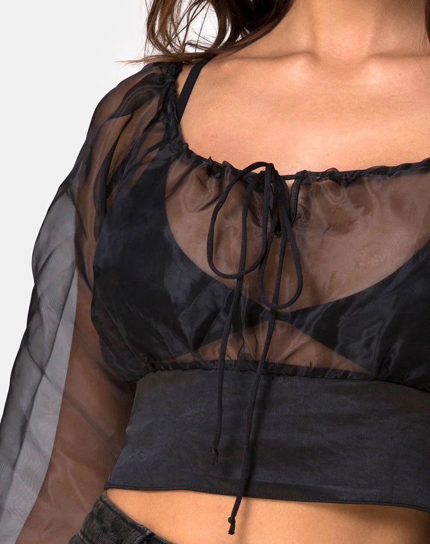 Lancelle-Oberteil in Schwarz Satin - Image 5