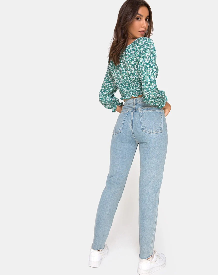 Lancer Crop Top in Grün mit Blumenmuster - Image 4