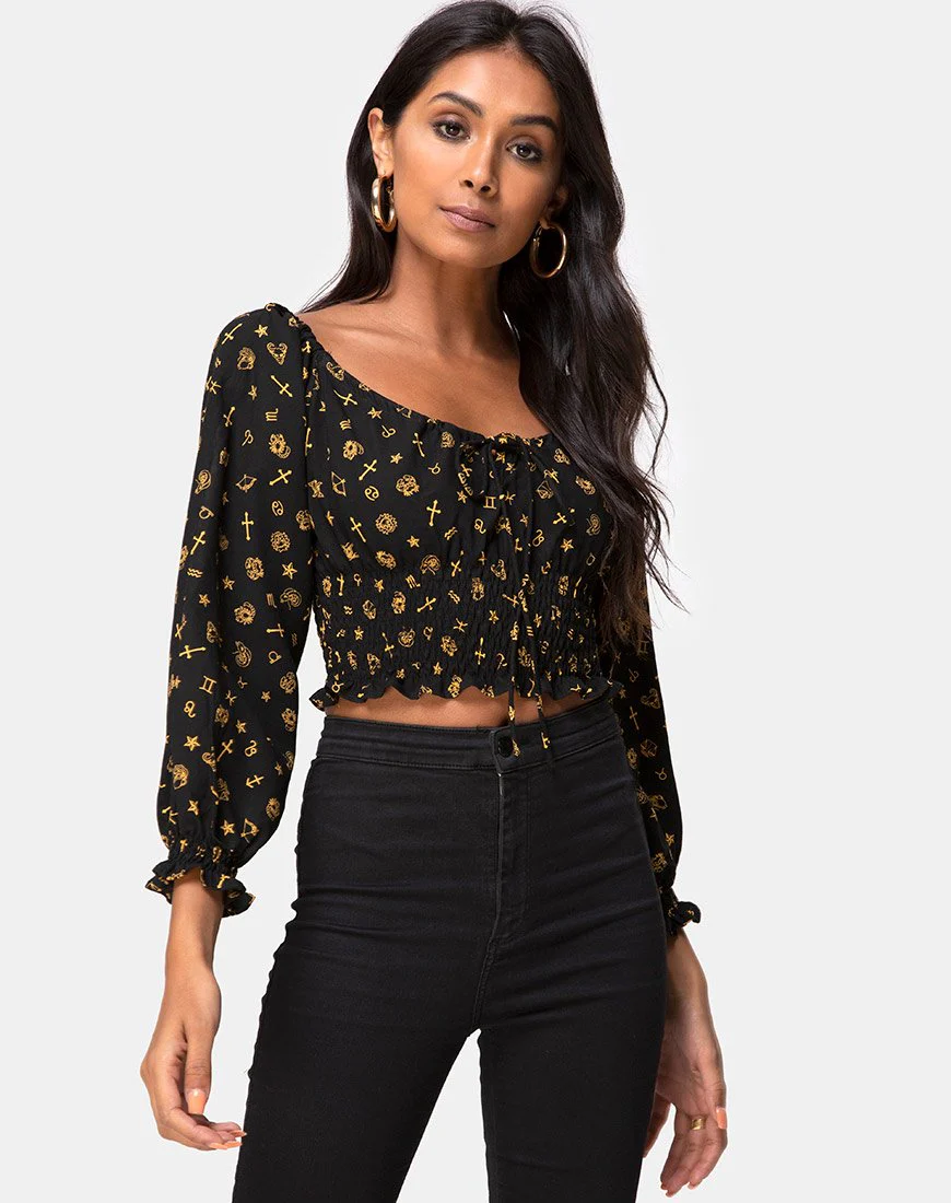 Lancer Crop Top in Mini Astro Schwarz