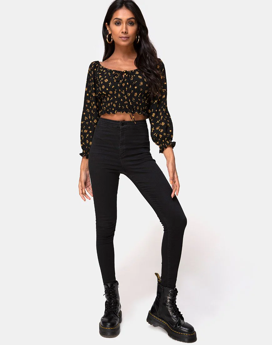 Lancer Crop Top in Mini Astro Schwarz - Image 3