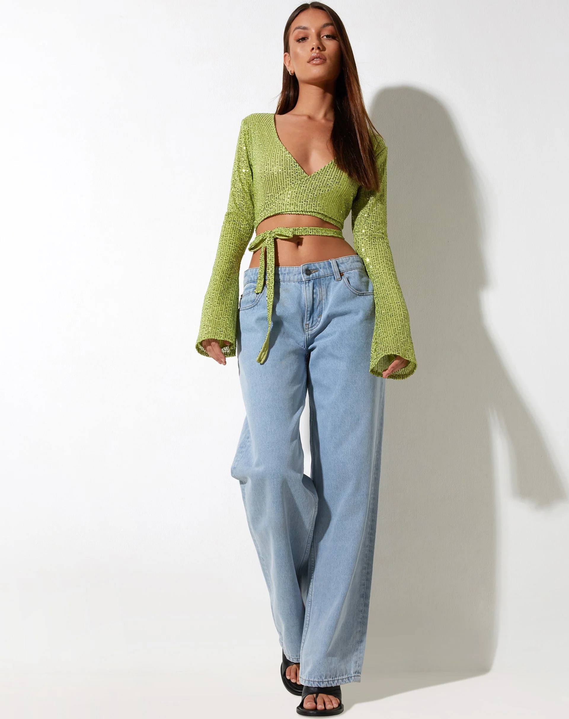 Lania Cardi in Drapierung Pailletten lindgrün - Image 6
