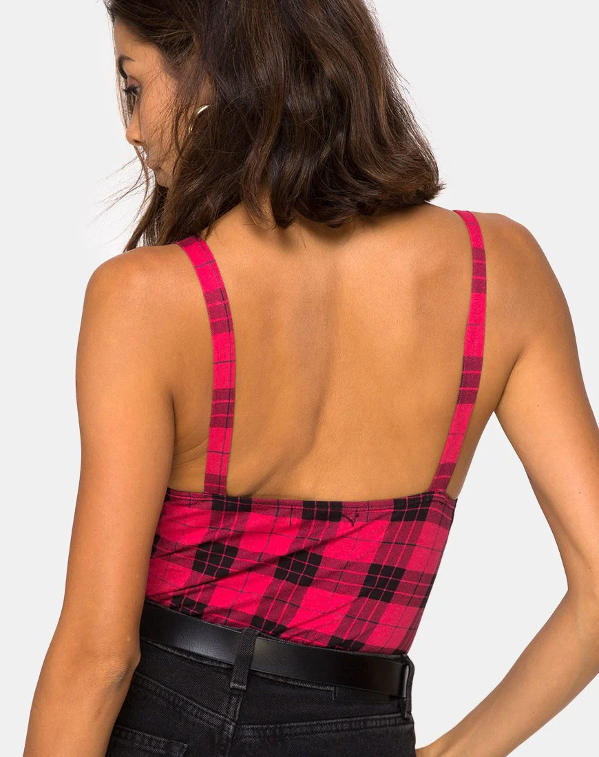 Lantas Mieder in Winter Plaid Rot Schwarz - Image 2